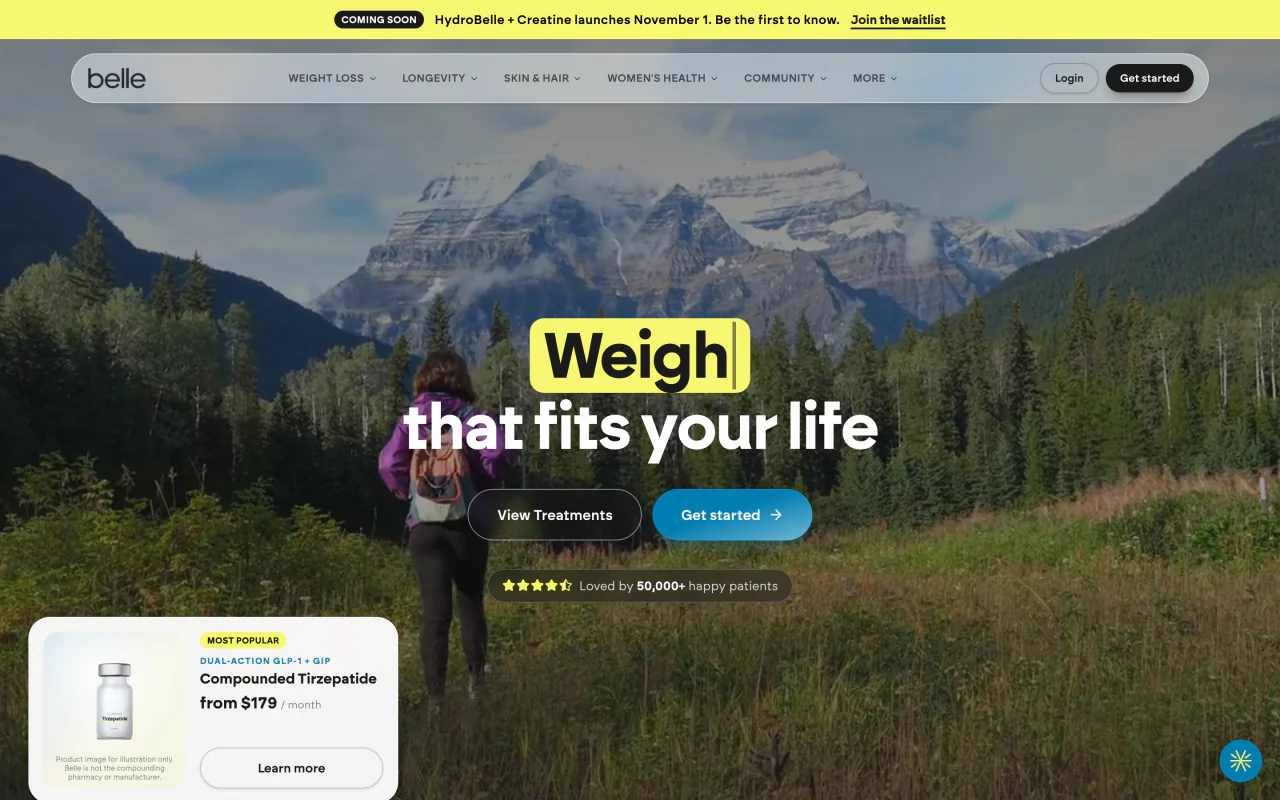 Belle homepage