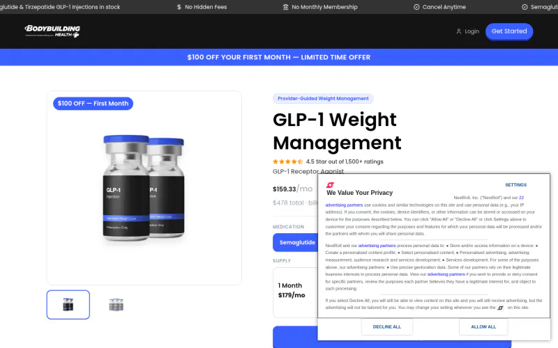 Bodybuilding.com Health+ website screenshot