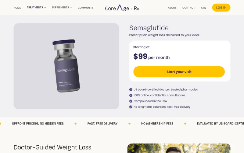 CoreAge Rx website screenshot