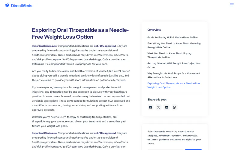 Direct Meds website screenshot