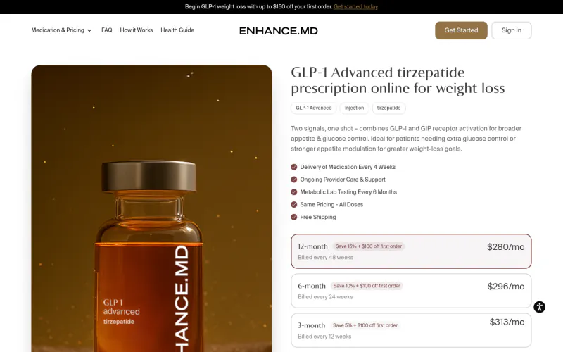 Enhance MD pricing page screenshot