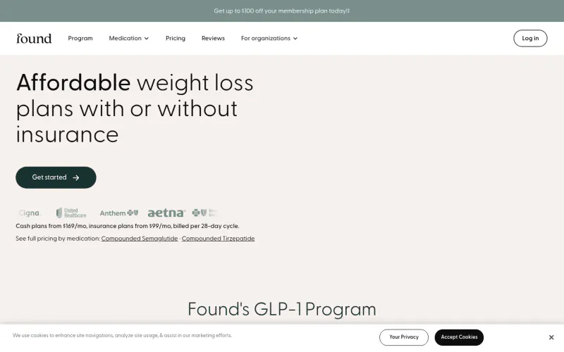 Found website screenshot