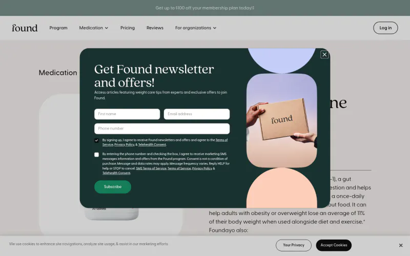 Found website screenshot
