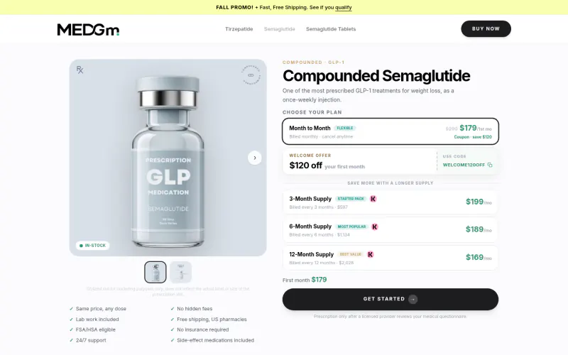 MEDGm pricing page screenshot