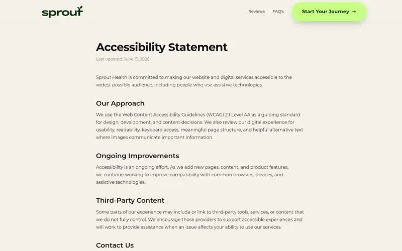 Sprout Health website screenshot