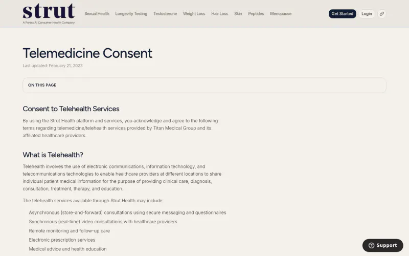 Strut Health website screenshot
